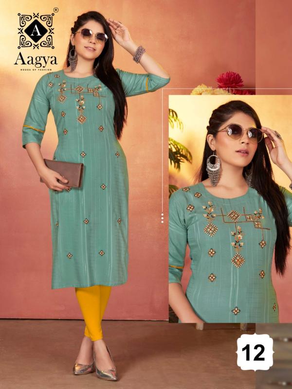 Aagya Kia Vol 2 Rayon Fancy Wear Designer Kurti Collection